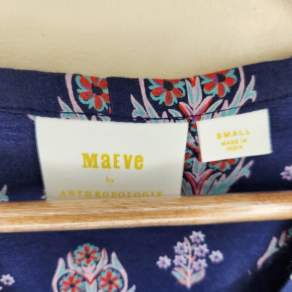 Maeve Anthropologie Bailee Pleated Sleeveless Top Button Front Blouse Navy sz Sm - Picture 4 of 4